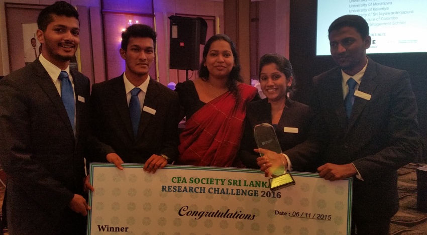 University of Colombo emerged Champions at CFA Sri Lanka Research Challenge 2015