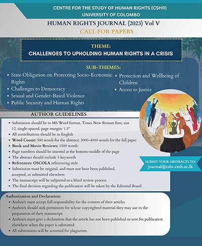Call For Papers – Human Rights Journal (2023) Vol V