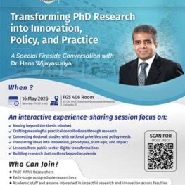 A Fireside Conversation with Dr Hans Wijayasuriya