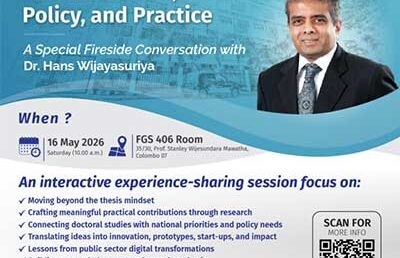 A Fireside Conversation with Dr Hans Wijayasuriya