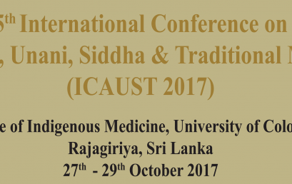 5th International Conference on Ayurveda, Unani, Siddha & Traditional Medicine – 2017 (ICAUST 2017)