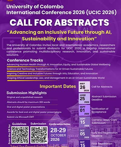 Call for Abstracts – University of Colombo International Conference 2026 (UCIC 2026)