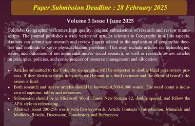 Call for papers | Journal of Colombo Geographer