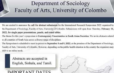 International Research Symposium 2022 “Contemporary Uncertainties in South Asian Societies” – Department of Sociology