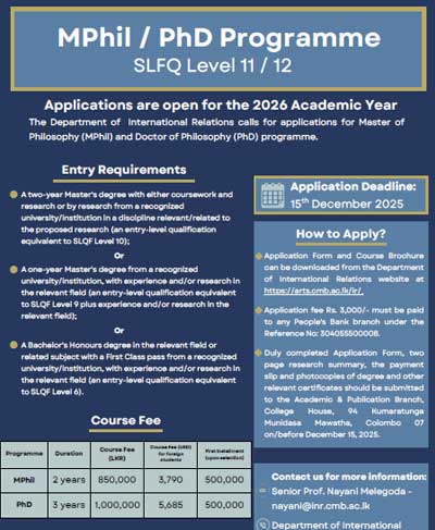 MPhil / PhD Programme – Department of International Relations