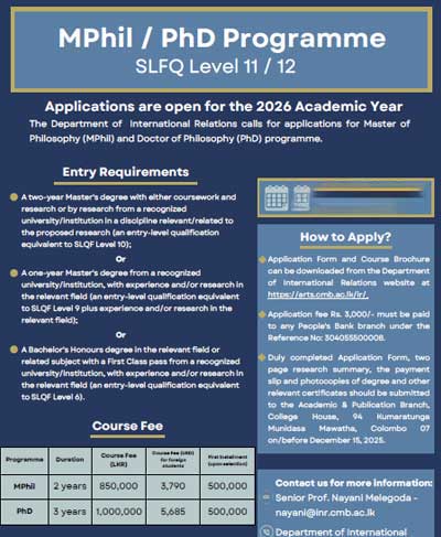 MPhil / PhD Programme 2025 – Department of International Relations