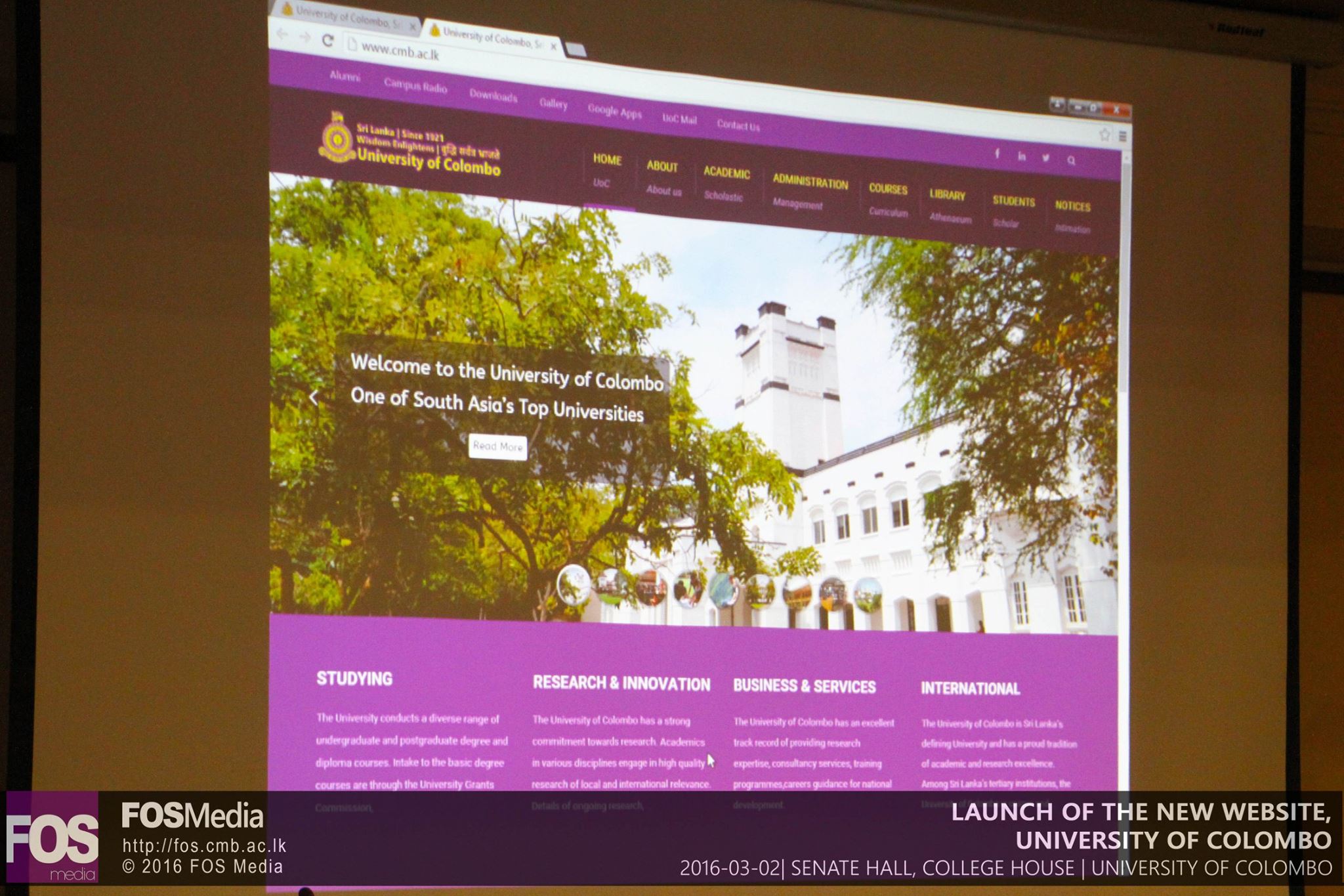 Launch of the University of Colombo new official website