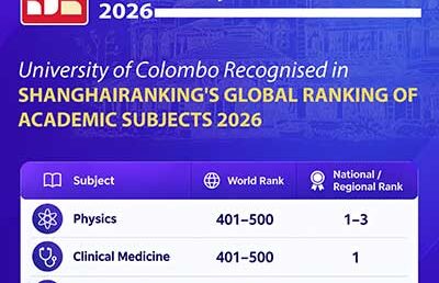 University of Colombo Recognised in ShanghaiRanking’s Global Ranking of Academic Subjects 2026