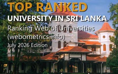 Retains Top Rank as University in Sri Lanka: Webometrics 2026 (2nd Edition)