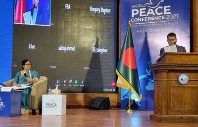 Professor Chandrika N Wijeyaratne moderates the World Peace Conference 2021, Dhaka