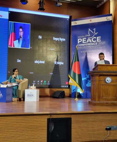 Professor Chandrika N Wijeyaratne moderates the World Peace Conference 2021, Dhaka
